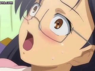 Anime com óculos fricção dela tetas