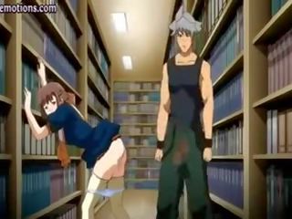Hentai sucking a manhood in the library